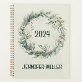 Waterverf bladeren en bloemenkrans planner (Voorkant)