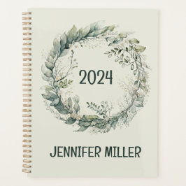 Waterverf bladeren en bloemenkrans planner