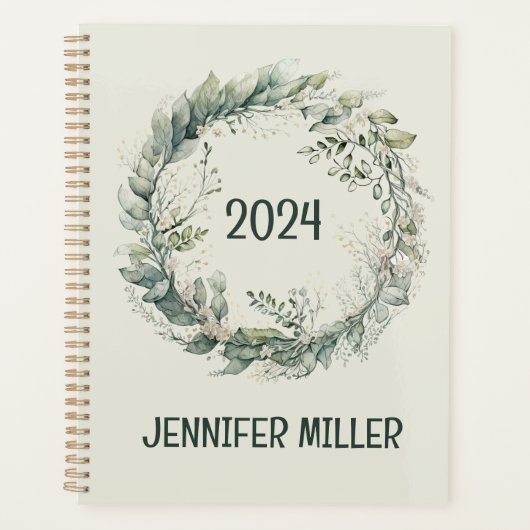 Waterverf bladeren en bloemenkrans planner (Voorkant)