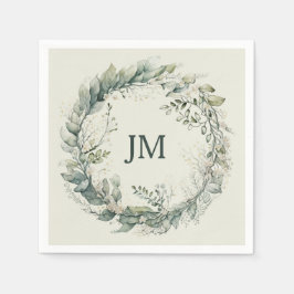 Waterverf bladeren en bloemenkrans servet