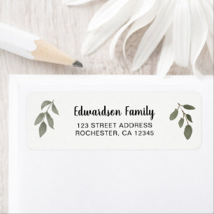 Waterverf bladeren familienaam retouradres etiket