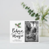 Waterverf bladeren | Geloof in de magische foto Feestdagenkaart (Staand voorkant)