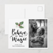 Waterverf bladeren | Geloof in de magische foto Feestdagenkaart (Voorkant / Achterkant)