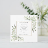 Waterverf Bladeren Groene Baby Shower Poëzie Bedankkaart (Staand voorkant)