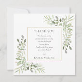 Waterverf Bladeren Groene Baby Shower Poëzie Bedankkaart (Voorkant)