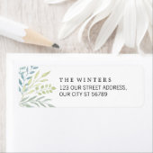 Waterverf Bladeren in Groene tinten Bruiloft Etiket (Insitu)