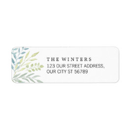 Waterverf Bladeren in Groene tinten Bruiloft Etiket