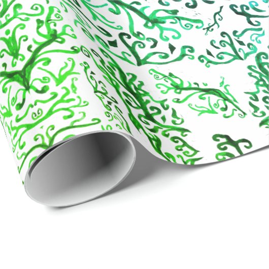 Waterverf bladeren inpakpapier (Rol Hoek)