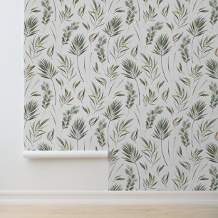 Waterverf bladeren loof patroon behang