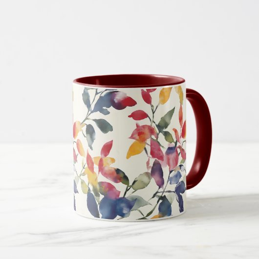 Waterverf bladeren mok (Voorkant rechts)