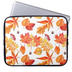 Waterverf bladeren, natuurlijk naadloos patroon. laptop sleeve