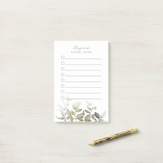 Waterverf bladeren om lijst te doen post-it® notes (Op bureau)