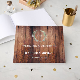 Waterverf bladeren op bijtende schuur Wedding Gastenboek