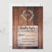 Waterverf bladeren op bijthout, monogrammed RSVP Kaart (Voorkant)