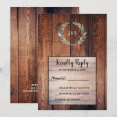 Waterverf bladeren op bijthout, monogrammed RSVP Kaart (Voorkant / Achterkant)