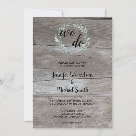 Waterverf bladeren op hout We Do foto bruiloft Kaart (Voorkant)