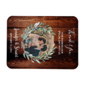 Waterverf bladeren op rustiek hout Dank u bruiloft Magneet (Horizontaal)