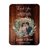 Waterverf bladeren op rustiek hout Dank u bruiloft Magneet (Verticaal)