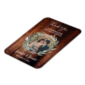 Waterverf bladeren op rustiek hout Dank u bruiloft Magneet (Linkerzijde)