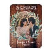 Waterverf bladeren op rustiek hout Dank u bruiloft Magneet (Verticaal)