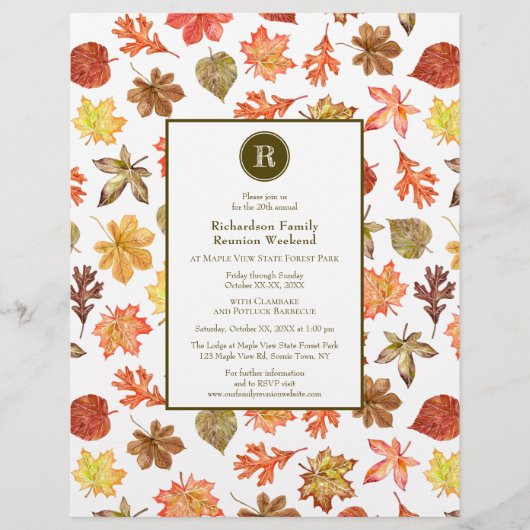 Waterverf Bladeren Patroon Herfst Familie Reünie (Voorkant)