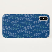 Waterverf bladeren patroon op een klassiek blauw Case-Mate iPhone case (Achterkant (horizontaal))