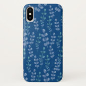 Waterverf bladeren patroon op een klassiek blauw Case-Mate iPhone case (Achterkant)
