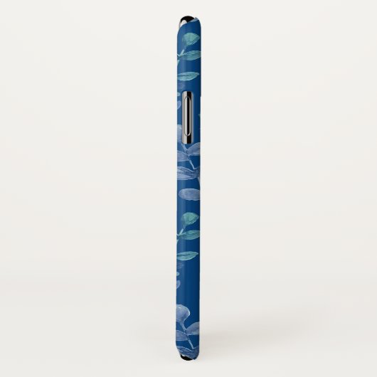 Waterverf bladeren patroon op een klassiek blauw Case-Mate iPhone case (Achterkant / rechts)