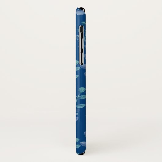 Waterverf bladeren patroon op een klassiek blauw Case-Mate iPhone case (Achterkant/links)