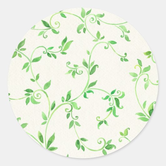 Waterverf bladeren patroon ronde sticker (Voorkant)