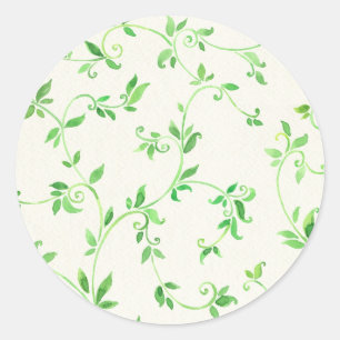 Waterverf bladeren patroon ronde sticker