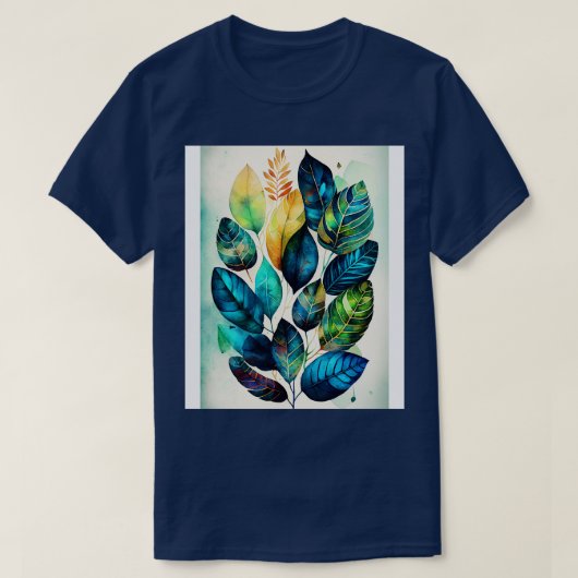 Waterverf bladeren patroon t-shirt (Design voorkant)