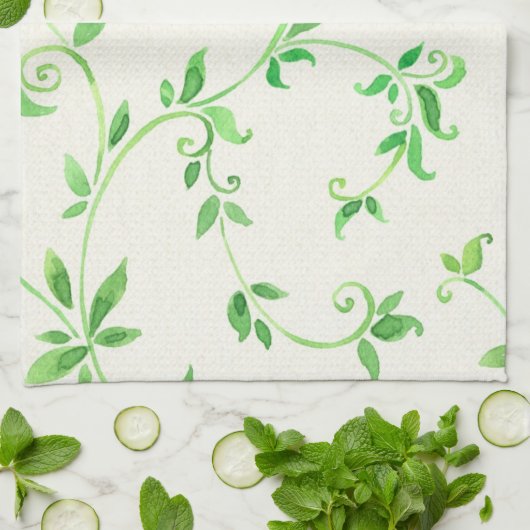 Waterverf bladeren patroon theedoek (Gevouwen)