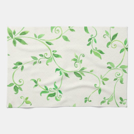 Waterverf bladeren patroon theedoek (Horizontaal)