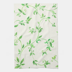 Waterverf bladeren patroon theedoek