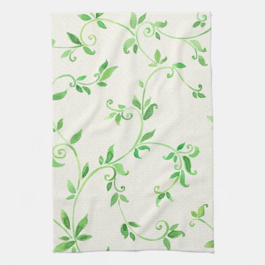 Waterverf bladeren patroon theedoek (Verticaal)