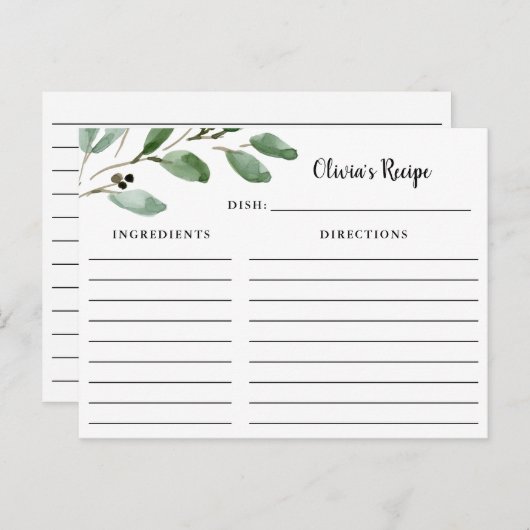 Waterverf bladeren | Recept Kaart (Voorkant / Achterkant)