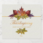 Waterverf bladeren, Thanksgiving Bier Etiket (Enkel label)