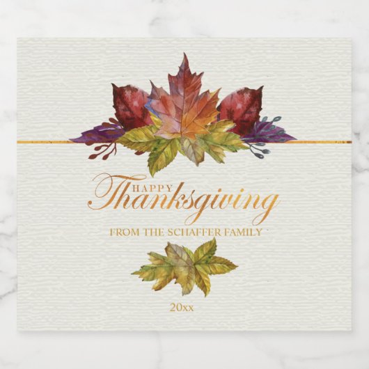 Waterverf bladeren, Thanksgiving Bier Etiket (Enkel label)