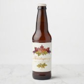 Waterverf bladeren, Thanksgiving Bier Etiket (Voorkant)