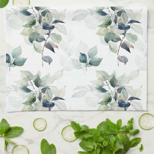 Waterverf bladeren theedoek (Gevouwen)