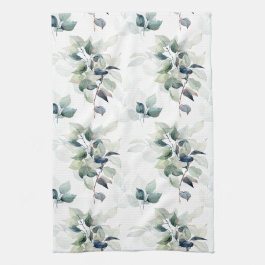 Waterverf bladeren theedoek (Verticaal)