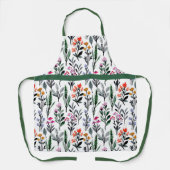  Waterverf bladeren wit en groen Matig Schort (Voorkant)