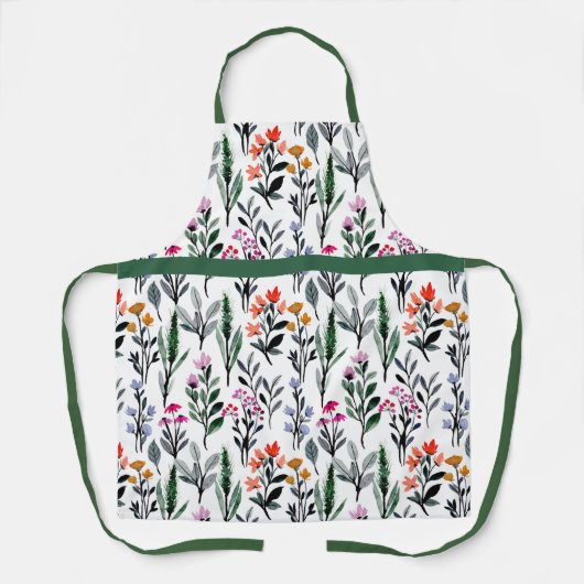  Waterverf bladeren wit en groen Matig Schort (Voorkant)