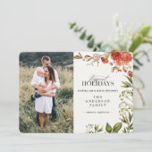 Waterverf bladervlek kerstfoto feestdagenkaart (Staand voorkant)