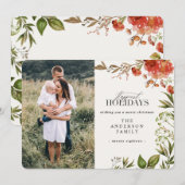 Waterverf bladervlek kerstfoto feestdagenkaart (Voorkant / Achterkant)