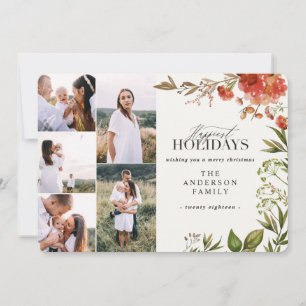 Waterverf bladervlek met meerfotokerstmis feestdagenkaart