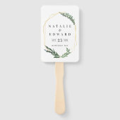 waterverf bladgoud geometrisch lijst bruiloft handwaaier (Voorkant)