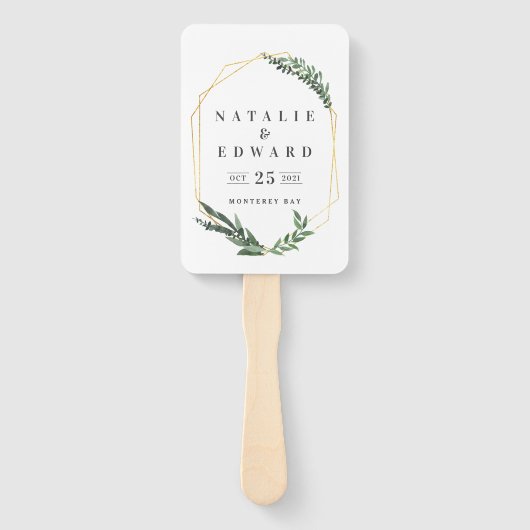 waterverf bladgoud geometrisch lijst bruiloft handwaaier (Voorkant)