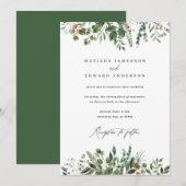 Waterverf bladgroen botanisch bruiloft aankondiging (Voorkant / Achterkant)